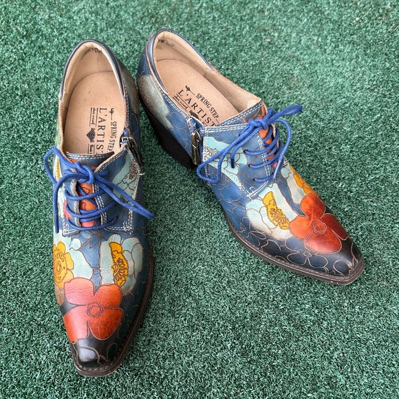Spring Step L’Artiste Rockinlorna Western Shoe Boot Leather Blue Multi 37 - Picture 12 of 15